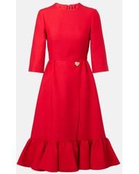 Valentino - Crepe Couture Embellished Ruffled Midi Dress - Lyst