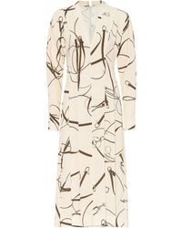 Victoria Beckham Bedrucktes Midikleid aus Crêpe - Natur