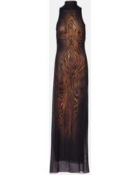 Jean Paul Gaultier - Bedrucktes Maxikleid Wood Aus Mesh - Lyst