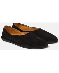 The Row - Canal Slip-on Black Suede Loafers - Lyst