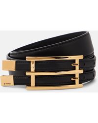 Etro - Double Buckle Slim Leather Belt - Lyst