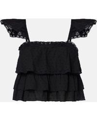 Poupette - Anya Ruffled Cotton Crop Top - Lyst