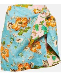 ALÉMAIS - Mini-jupe portefeuille imprimee en lin - Lyst