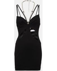 Area - Crystal-Embellished Cutout Minidress - Lyst
