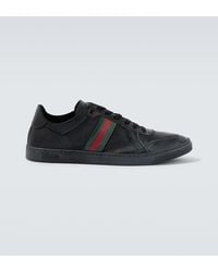 Gucci - Sneakers Stretch Web Stripe Aus Leder - Lyst