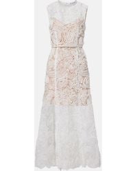 Self-Portrait - Embellished Lace-Trimmed Tulle Midi Dress - Lyst