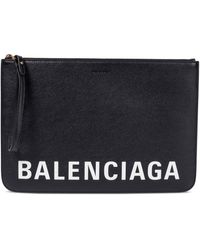 Balenciaga Bedruckte Clutch aus Leder - Schwarz