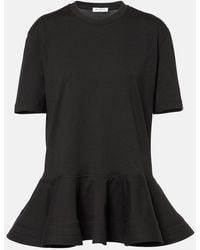 Alaïa - Peplum Cotton Jersey T-Shirt - Lyst