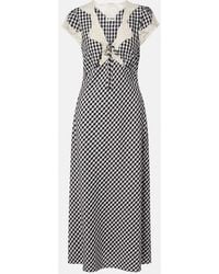 RIXO London - Amari Lace-Trimmed Checked Midi Dress - Lyst