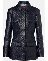 Gucci - Gg Embossed Leather Jacket - Lyst