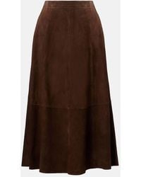 Vince - Suede Midi Skirt - Lyst