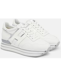 Hogan Midi Leather Platform Sneakers - White