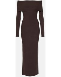 Alaïa - Off-Shoulder Jersey Midi Dress - Lyst