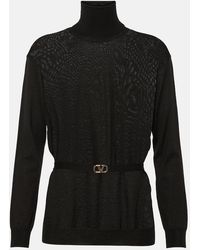 Valentino - Belted Virgin Wool Turtleneck Sweater - Lyst