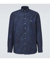 Etro - Camicia Di Jeans Con Stampa Paisley - Lyst