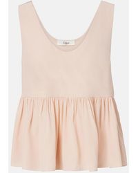 Chloé - Peplum Silk Crepe De Chine Top - Lyst