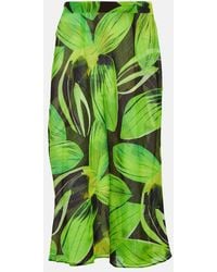 Louisa Ballou - Printed Cotton And Silk Georgette Midi Skirt - Lyst