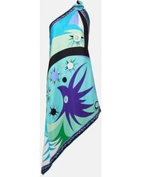 PUCCI - Silk One-Shoulder Midi Dress - Lyst