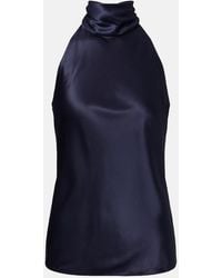 Ralph Lauren - Chilton Silk-Blend Charmeuse Top - Lyst