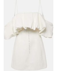 Jonathan Simkhai - Puff Off-shoulder Cotton And Linen Minidress - Lyst