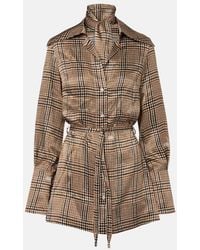 Patou - Prince Of Wales Check Silk Shirt Dress - Lyst