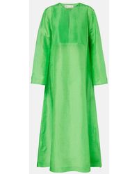 Tory Burch - Pleated Linen And Silk Kaftan - Lyst