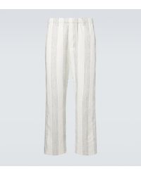 Commas - Textured Striped Cotton Straight Pants - Lyst