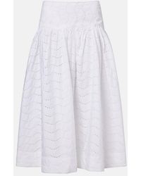 Polo Ralph Lauren - Broderie Anglaise Cotton Midi Skirt - Lyst