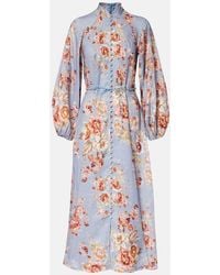 Zimmermann - Awaken Floral Linen Midi Dress - Lyst