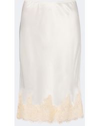 Doen - Elowette Lace-Trimmed Silk Satin Midi Skirt - Lyst