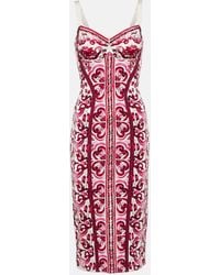 Dolce & Gabbana - Majolica-Print Charmeuse Bustier Dress - Lyst