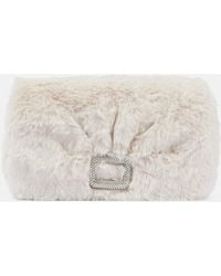 Roger Vivier - Viv Choc Embellished Faux Shearling Wallet - Lyst