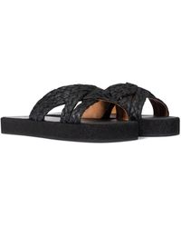 Clergerie Leather Fastie7 Slides in Brown - Lyst