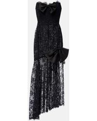 Alessandra Rich - Bow-Detail Asymmetric Lace Bustier Dress - Lyst