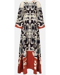 La DoubleJ - Phoenix Placee Silk Twill Maxi Dress - Lyst