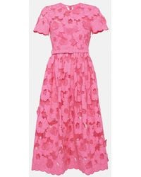 Self-Portrait - Cotton-Blend Lace Midi Dress - Lyst