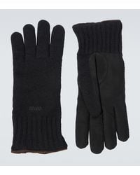 ZEGNA - Leather-Trimmed Cashmere Gloves - Lyst