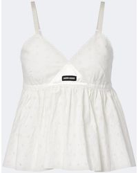 Miu Miu - Embroidered Cotton And Linen-Blend Top - Lyst