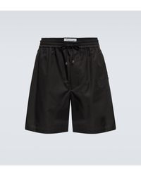 Valentino - Logo Cotton Twill Shorts - Lyst