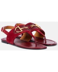 Gucci - Horsebit Suede Thong Sandals - Lyst