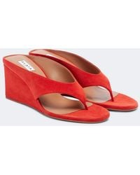Alaïa - Cube Suede Wedge Thong Sandals - Lyst
