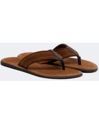 The Row - Beach Leather-Trimmed Suede Thong Sandals - Lyst