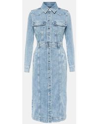 7 For All Mankind - Luxe Denim Midi Dress - Lyst