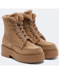Gianvito Rossi - Kiso Shearling-Trimmed Lace-Up Boots - Lyst