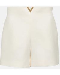 Valentino - Vlogo Wool And Silk Crepe Shorts - Lyst