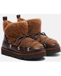 Brunello Cucinelli - Monili Leather And Shearling Lace-Up Boots - Lyst