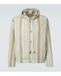 Commas - Striped Hooded Hemp And Cotton Jacket - Lyst