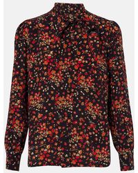 Gucci - Bow-Detail Floral Silk Blouse - Lyst