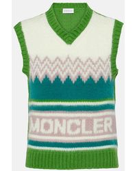 Moncler - Logo-intarsia V-neck Wool Sweater Vest - Lyst