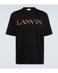Lanvin - Logo Embroidered Cotton T-shirt - Lyst